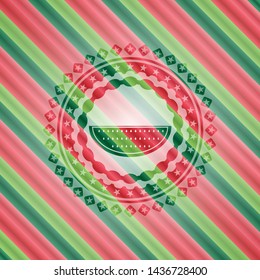 watermelon icon inside christmas colors style badge.