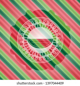 watermelon icon inside christmas style badge..