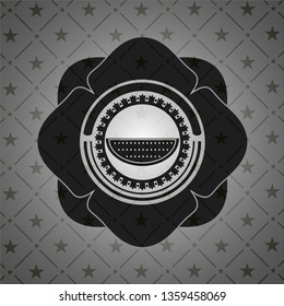 watermelon icon inside dark emblem. Retro