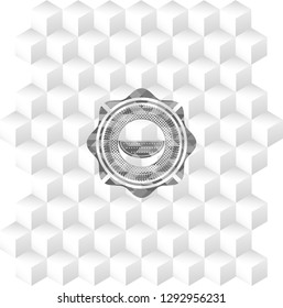 watermelon icon inside grey badge with geometric cube white background