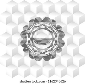 watermelon icon inside grey emblem with cube white background