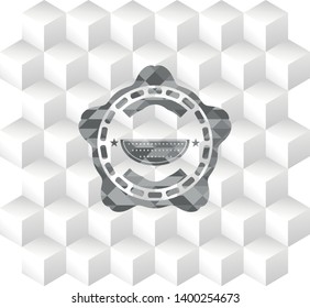 watermelon icon inside grey emblem. Retro with geometric cube white background
