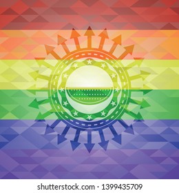 watermelon icon inside lgbt colors emblem 