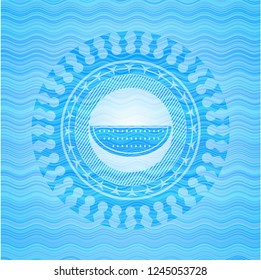 watermelon icon inside light blue water wave style badge.