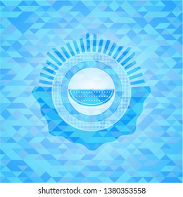 watermelon icon inside light blue emblem with mosaic ecological style background