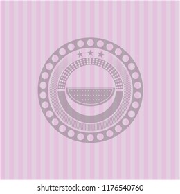 watermelon icon inside pink emblem. Retro