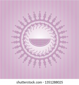watermelon icon inside pink emblem. Retro
