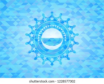 watermelon icon inside realistic light blue mosaic emblem
