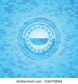 watermelon icon inside realistic light blue mosaic emblem