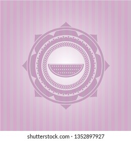 watermelon icon inside realistic pink emblem