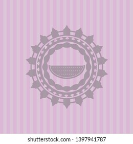 watermelon icon inside realistic pink emblem