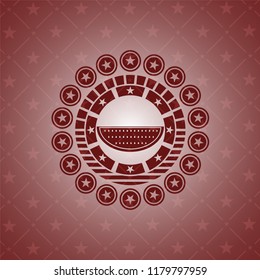 watermelon icon inside realistic red emblem