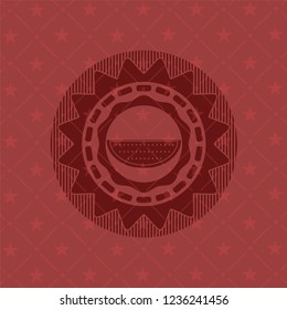watermelon icon inside realistic red emblem