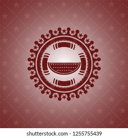 watermelon icon inside realistic red emblem