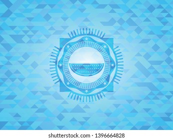 watermelon icon inside realistic sky blue emblem. Mosaic background