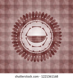 watermelon icon inside red badge with geometric pattern. Seamless.