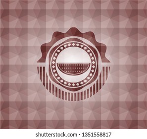watermelon icon inside red badge with geometric pattern. Seamless.
