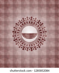 watermelon icon inside red emblem with geometric pattern. Seamless.