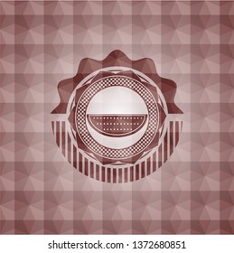 watermelon icon inside red geometric emblem. Seamless.