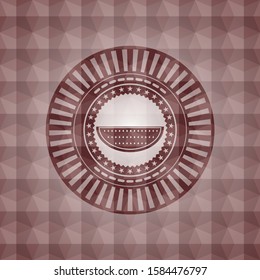 watermelon icon inside red geometric pattern emblem. Seamless.