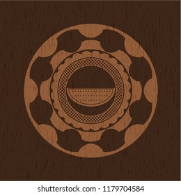 watermelon icon inside retro style wood emblem