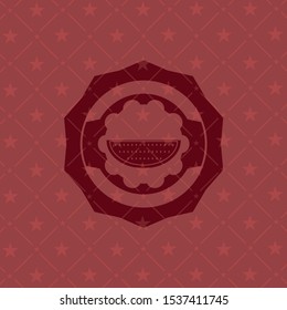 watermelon icon inside retro style red emblem