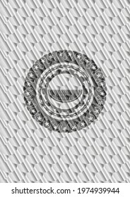 watermelon icon inside silver color badge or emblem. Scales pattern. Vector Illustration. Detailed. 
