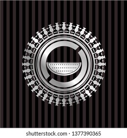 watermelon icon inside silver emblem or badge