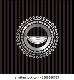 watermelon icon inside silver shiny emblem