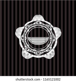 watermelon icon inside silvery badge or emblem