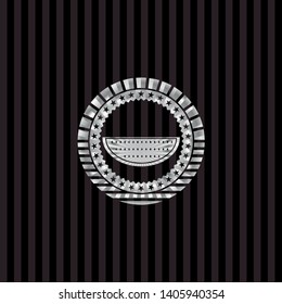 watermelon icon inside silvery emblem