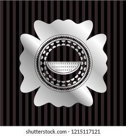 watermelon icon inside silvery shiny emblem