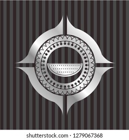 watermelon icon inside silvery shiny emblem