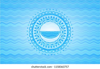 watermelon icon inside sky blue water style badge.