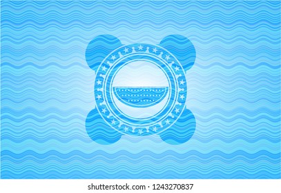watermelon icon inside sky blue water style badge.