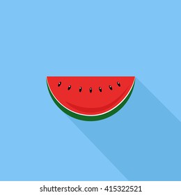 Watermelon Icon - Isolated On Blue Background - Vector Illustration, Graphic Design. 