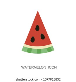 Watermelon Icon isolated  on White Background. Vector Illustration. Summer and Fruit Market Decorative Design with Fresh Slice Section of Watermelon