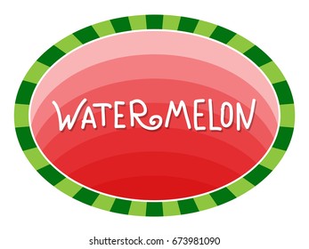 Watermelon icon isolated on white background. Watermelon button. Minimalistic style. Concept of Hello Summer. Fruit abstract background, vector illustration