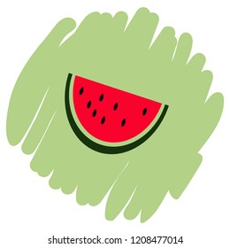 watermelon icon isolated vector illustration on green background. Eps10