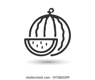 Watermelon icon. Juicy ripe fruit on white background