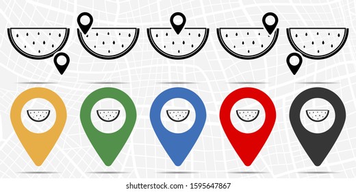 Watermelon icon in location set. Simple glyph, flat illustration element of summer theme icons