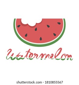 Watermelon icon and logo vector illustration cartoon isolated on white background. Cute watermelon logo.