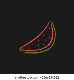 Watermelon icon on black background.