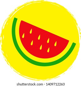 Watermelon icon on circle background. Vector illustration. 