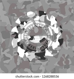 watermelon icon on grey camouflage pattern