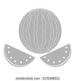 Icono de sandía en fondo blanco, ilustración vectorial