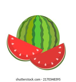 Icono de sandía en fondo blanco, ilustración vectorial