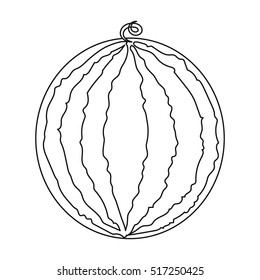 Watermelon icon in outline style isolated on white background. Fruits symbol stock vector illustration.