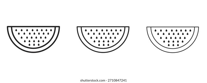 Ícone de melancia com estilo de contorno, desenhos de ilustração vetorial