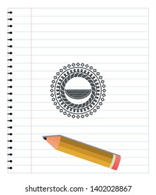 watermelon icon with pencil strokes. Vector Illustration. Detailed.